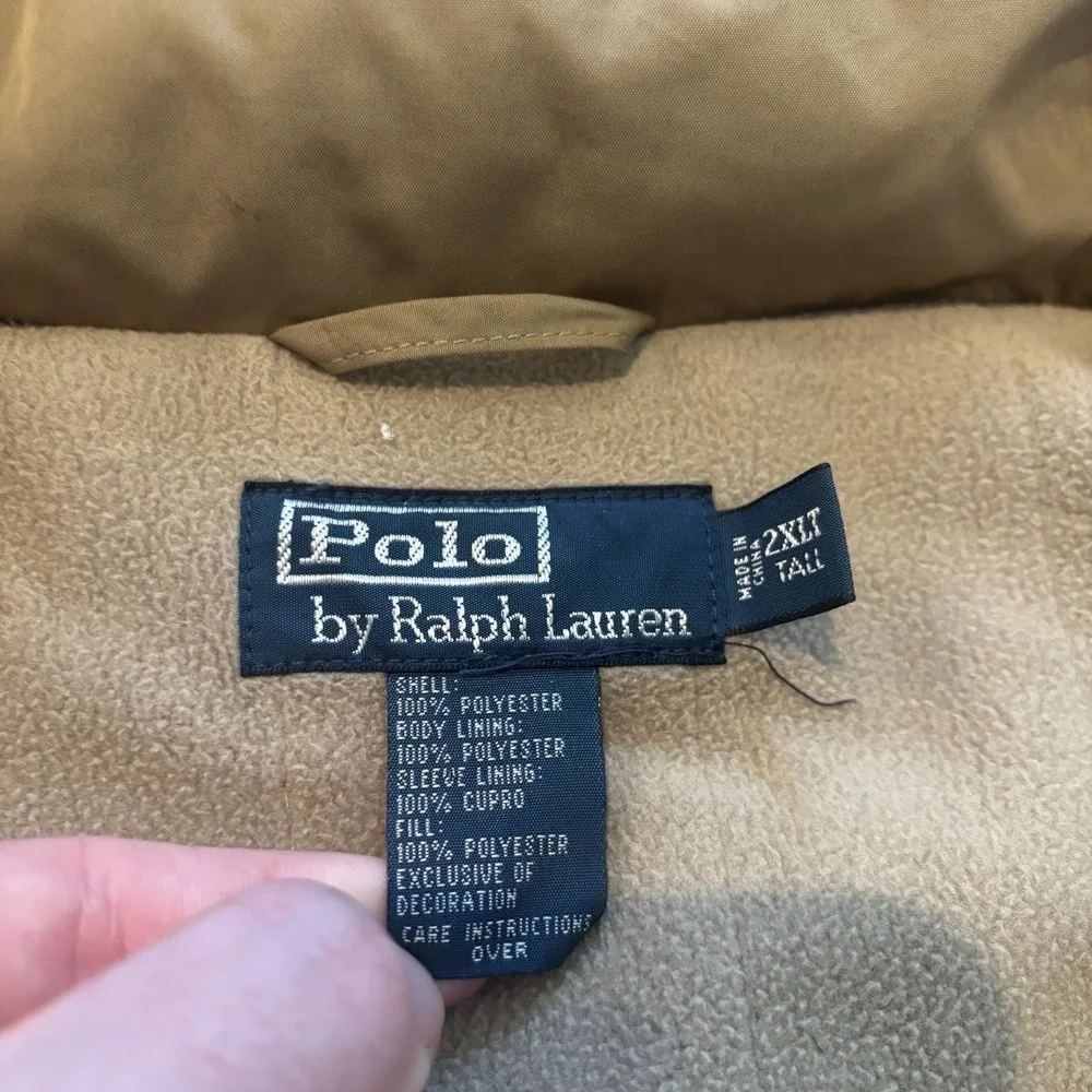 Polo Ralph Lauren Tuck Away Hooded Jacket Beige Full Zip Lined Men Size 2XLT